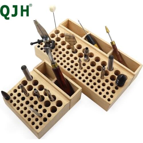 46/98 holes with slot Beech Leather craft Stand DIY Leather Punching Tools Holder Organizer Storing Leathercraft Tools Rack