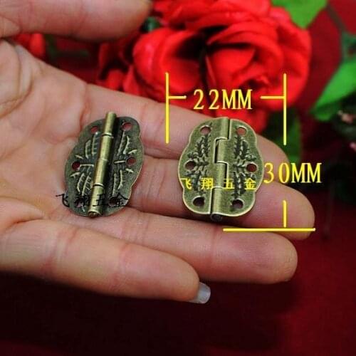 50Pcs 30 * 22MM Mini oval hinge antique wooden wine box hinge flat hinge 6 small holes with screws