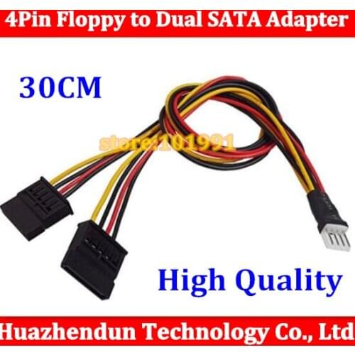 50pcs New 4Pin Floppy to Dual 15Pin SATA Female Adapter Converter Power Leads Cable Cord 18AWG Wire 30CM
