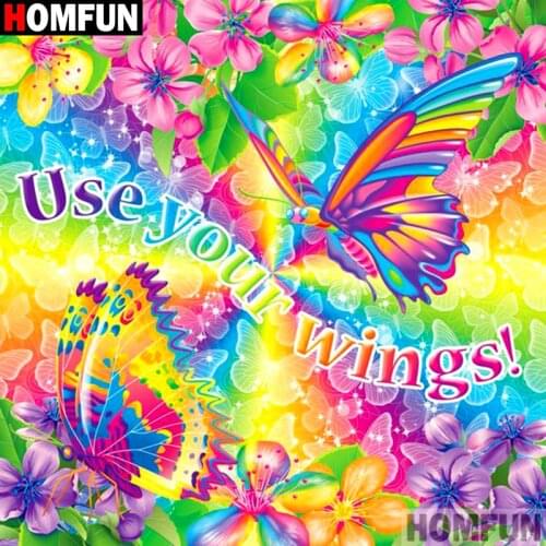 Homfun Full Square/Round Drill 5D DIY Diamond Painting "Color butterfly" 3D Embroidery Cross Stitch Home Decor Gift A12661