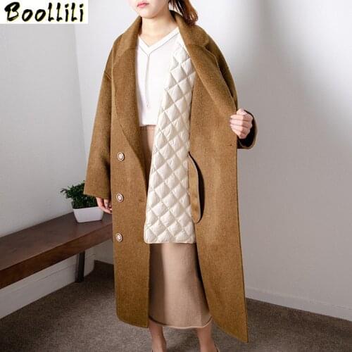 Boollili Wool Coat Women Clothes 2020 Korean Warm Wool Autumn Winter Jacket Women Vintage Woolen Overcoat Manteau Femme