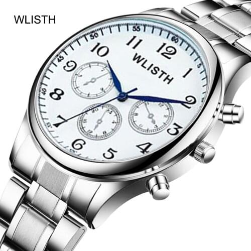 Watch Fashion Mens Watch Belt Imitation Three Eyes Quartz Watch Student Mens Watch Steel Band Watch Men часы мужские наручные