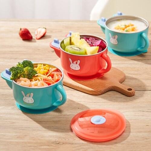 Baby Insulation Bowls Infant Children Tableware Eating Supplementary Bowl Anti-Fall Anti-Scalding Stainless Steel Suction Cup