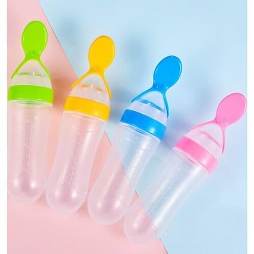 Baby Rice Paste Feeder Spoon Squeeze Bottle Training Spoon Baby Squeezing Feeding Silicone Bottle Multi-function Food Supplement