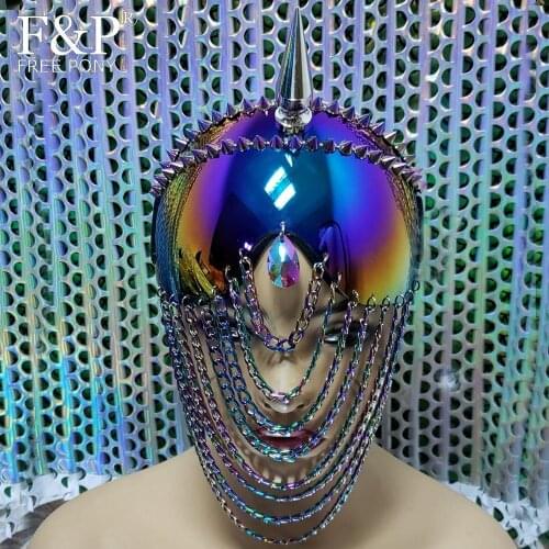 Unicorn Headpiece Goggles Mask Festival Gear Burning Man Chain Mask Halloween Costumes