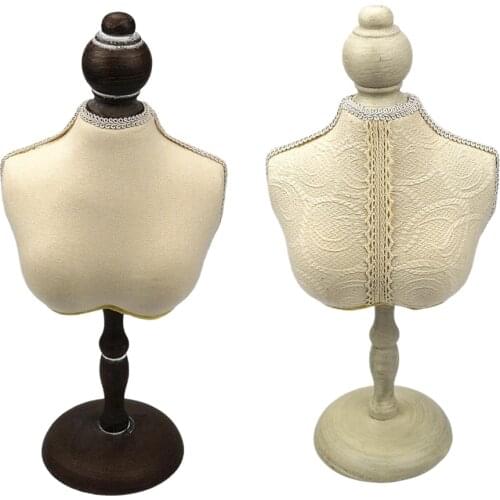 Elegant Jewelry Organizer Necklace Display Mannequin Bust with Wood Base Drop Chain Display Holder Choker Jewelry Display Stand