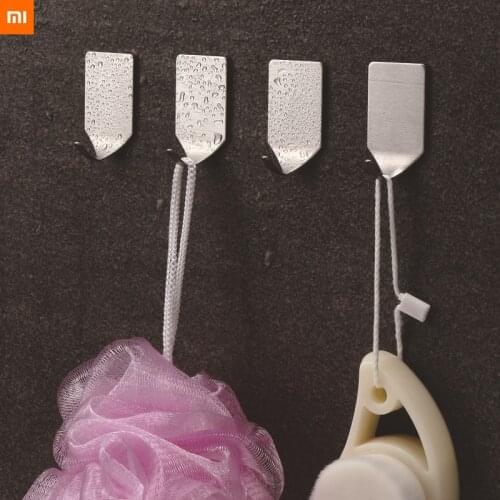 8pcs xiaomi stainless steel strong and traceless viscose coat hooks nail-free hangers behind the kitchen door bathroom hooks