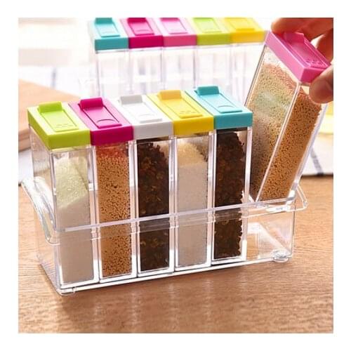 Kitchen Seasoning Bottles Jars Boxes Plastic Spice Lid Can Sugar Layers Storage Organizer Box Home Organization Accessories Item