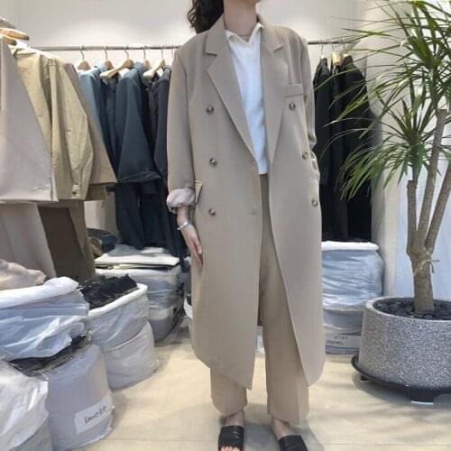 Fashion small suit jacket female autumn and winter new Korean version of high quality loose long windbreaker jacket long coat