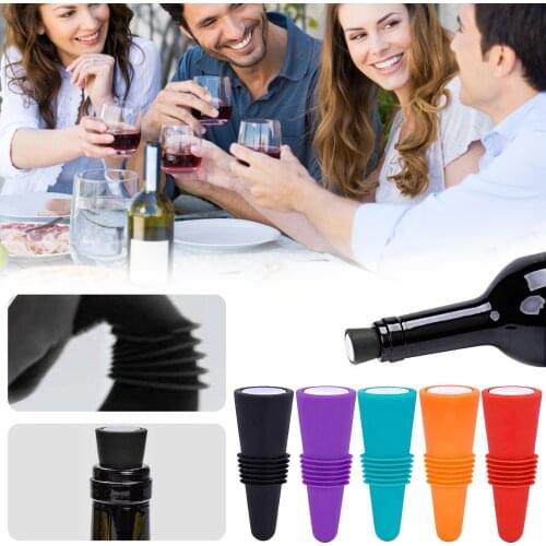 Silicone Wine and Beverage Bottle Cap Set Leak Proof Champagne Bottles Sealer Stoppers Wine Cork Saver Stopper Reusable Bar Tool