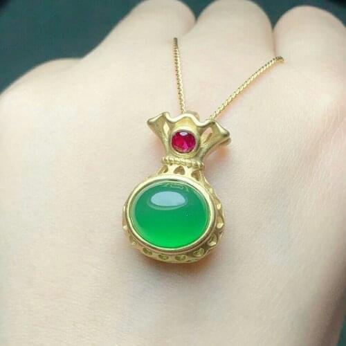 Real 14K Gold Necklace Pendant Women Charm Crown Jade Pendants Fine Jewelry Luxury Gift For Women Bijoux Femme Wedding Necklace