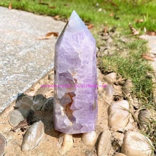 Natural Crystal Amethyst Geode Wand Healing Chakra Point Spirit Meditation Obelisk Home Decor Art Gift Modern Accessories
