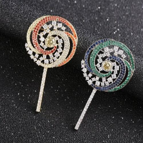 New arrival crystal Rhinestone Lollipop luxury Brooches Women colorful Lollipop Brooch Pins Jewelry Gifts