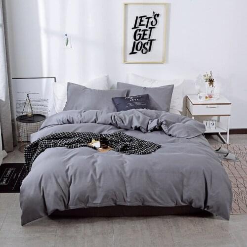 Bedding Solid Color Brushed Three-Piece Plain Quilt Cover and Pillowcase Household Comforter Bedding Sets