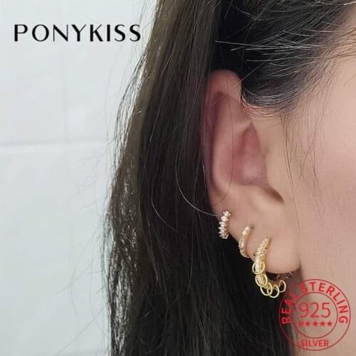 PONYKISS Romantic 925 Sterling Silver Tassel Geometric Hoop Earrings For Women Party Delicte Fine Jewelry Accessory Gift