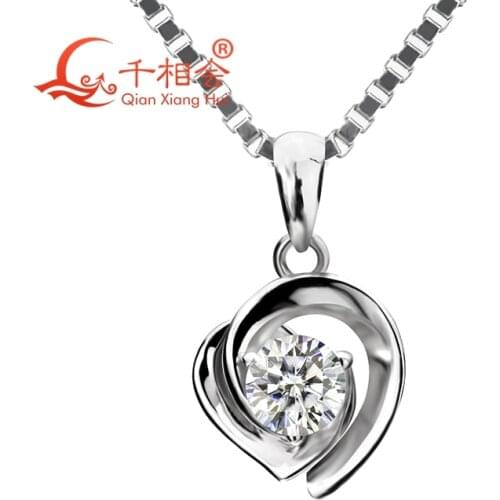 DF color moissanites 4mm stone heart shape pendants round shape with 925 silver for necklace