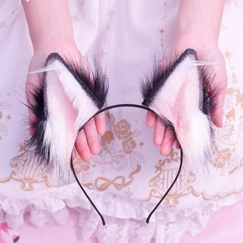Hand-made cosplay wolf ears animal ears headband hairpin simulation Mother lolita headdress cute animal dog ears kc Hand-made co