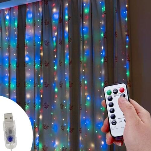 Curtain String Light Fairy Light Strings Christmas Wedding Party Decor 3Mx3M 300-LED 8 Modes Waterproof Remote-control