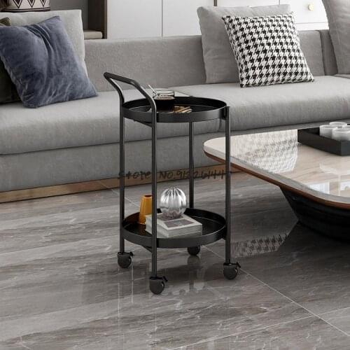 Nordic Movable Small Tea Table Cart Sofa Edge Light Luxury Living Room Corner Bedside Simple Storage Table