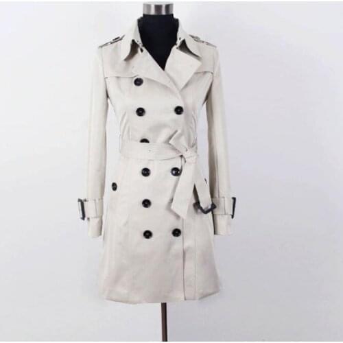 European spring ladies trench coat women long sleeves coats womens fashion feminino overcoat woman medium length clothing