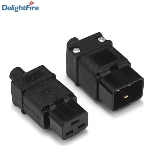 Universal Black 250V 16A Standard IEC320 C19 C20 AC Electrical Power Cable Cord Connector PDU Removable Socket Plug