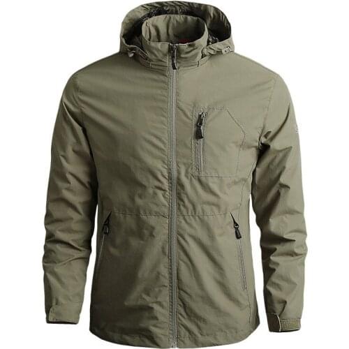 Mens sportswear Windbreaker Military Thin Jackets for Men Casual streetwear Breathable Hooded coats Brand Clothing