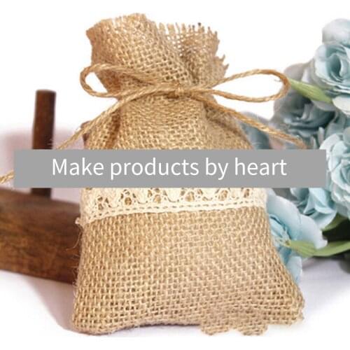 Vintage quality linen jewelry Head jewelry bag Pocket yellow linen bundle mouth Storage bag Gift storage bag