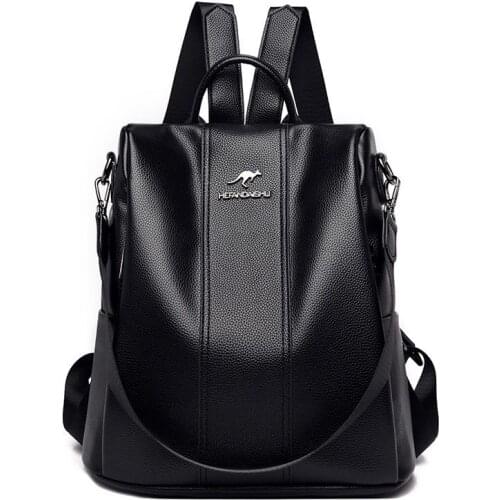 Vintage Female Shoulder Bags Sac a Dos Casual Travel Ladies Bagpack School Bags For Girls Women Soft Leather Backpacks S2497