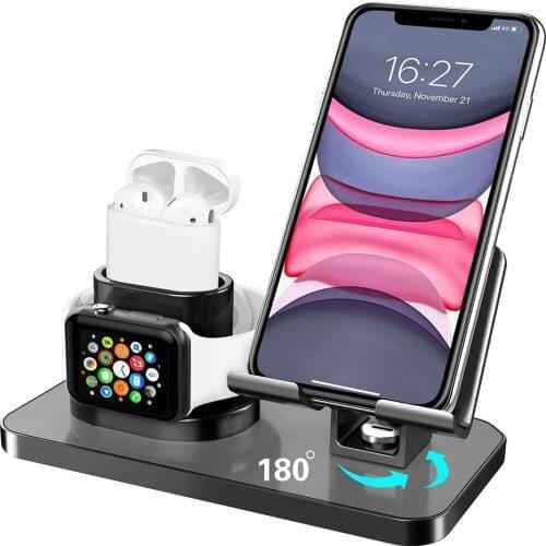 For IWatch Stand Station Aluminum 3in 1 Charging Dock For IPhone 12 Pro Mini 11 XR XsMax 8 7 Apple Watch Airpods Charger Holder