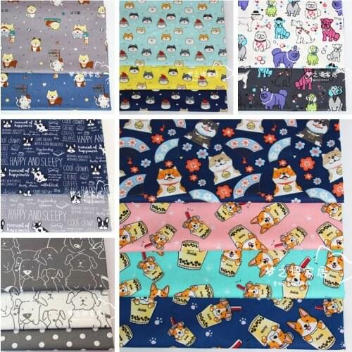 ZENGIA 50x160cm Cartoon Dog Twill 100% Cotton Fabric For Baby Sewing Quilting Fat Quarters Child DIY Patchwork Fabric