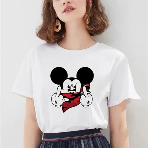 Basic Disney Masked Mickey Mouse T Shirt Women Summer New Plus Size Tees Casual Loose Tshirt O Neck Female Tops Dropship