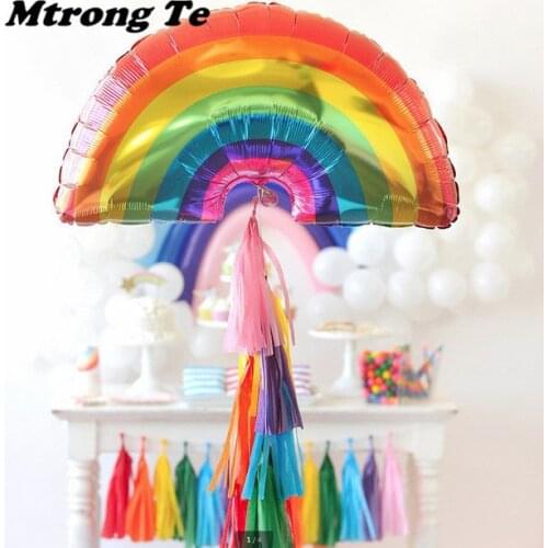 10pcs 90*60cm Rainbow Cloud Balloons Birthday Party Decorations Kids Toys Marriage Decorations Baby Shower Helium Foil Balloon