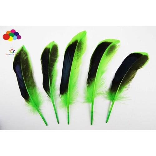 100pcs 100% natural duck feather dyed green 10-15cm/4-6inch beautiful for Diy costume mask headdress