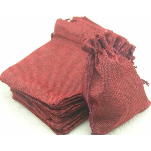 100pcs 12.5 x17cm Burgendy Hemp/Hessian Bags, Jewelry Pouches, Wedding Favors, Jewcm Brown Helry Packing, Gift Bags--HB121710