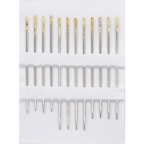 12pcs Self-Threading Sewing Needles Set Assorted Sizes Thread Stitching Pins for Jewelry Making Beads DIY Craft
