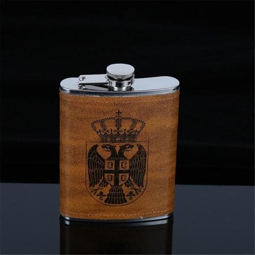 140mm X 95mm X 21mm Brown 8oz Stainless Steel Hip Flask Portable Portable Bottle Wine Whisky Vodka Container Bar Accessories