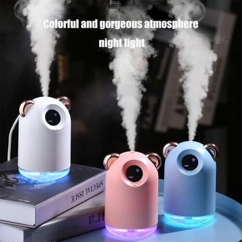 220ml Portable Air Humidifier Cute Pet Ultrasonic Cool Mist Maker Home USB Rechargeable Humidifier with Color LED Night Lamp