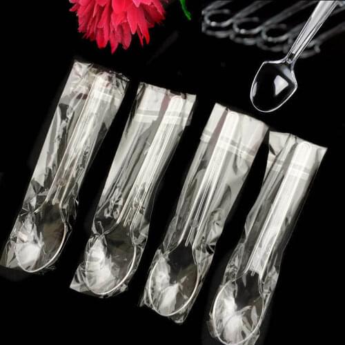 25/50pcs plastic spoon disposable mini spoon tableware transparent food grade PP tableware spoon kitchen tableware