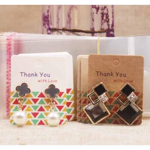 5*4cm Dreamcatcher stud earring display tag DIY Thank you two pairs earring tag card flower jewelry earring card25pcs+25oppbag
