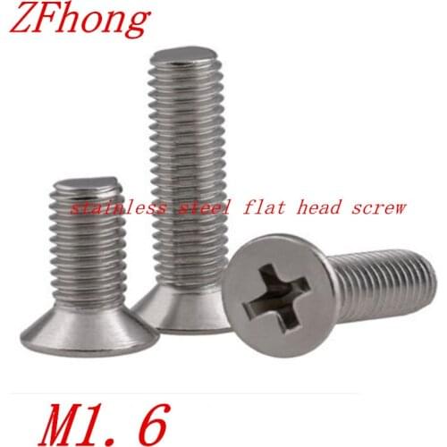 500pcs M1.6*3/4/5/6/8/10/12 stainless steel phillips flat countersunk head machine screw