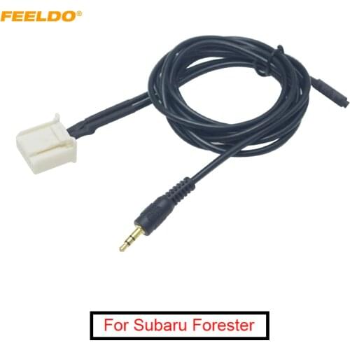 FEELDO 5Pcs Car 3.5mm Jack AUX-IN Socket CD Radio Audio Cable With Micphone for Subaru Forester 2013 AUX Wire Adapter