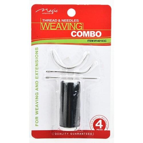 C type weaving needles curved needles with 1 roll Cotton weaving thread sewing thread for hair weft