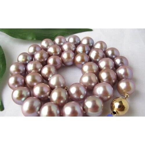 CB139 LUSTER AAA 17" round 12mm purple FW pearl necklace plated