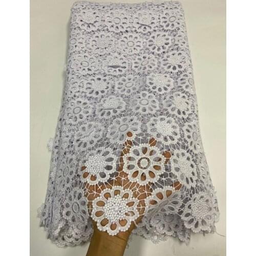 Pure White Guipure Cord Lace 2020 High Quality Nigerian Water Soluble Lace African Cord Lace Fabric For Party Dress Material