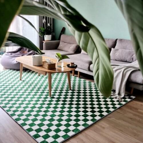 Checkerboard Carpet Green and White plaid ins Wind Moroccan Bedroom living Room Bedside mat Teenager Red Modern Geometry Printed