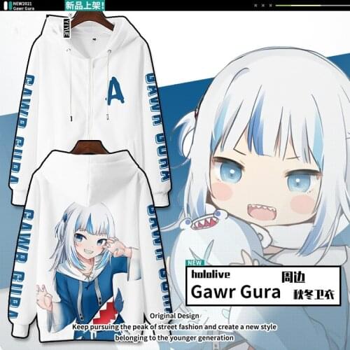 Gawr gura VTuber Printing T-shirt Summer Fashion Round Neck Short Sleeve Popular Japanese Streetwear Plus Size XXS-5XL