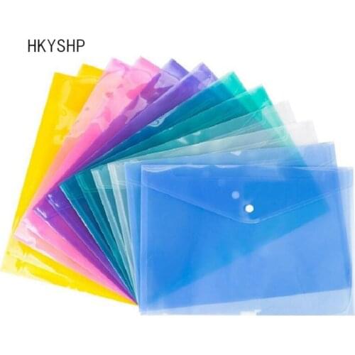 HKYSHP 2PCS/set A4 snap file bag PP color transparent data file storage bag school office stationery