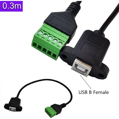 USB 3.0 B Female to 5 Pin/Way Female Bolt Screw Shield terminals Pluggable Type Adapter cable 0.3m