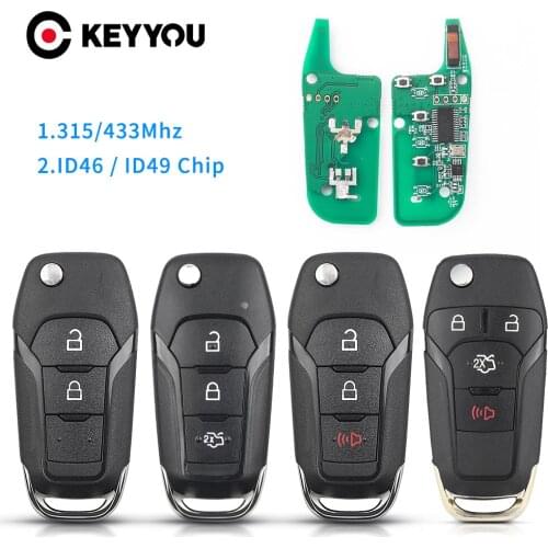 KEYYOU For Ford Remote Car Key Keyless Entry Fob 315MHz ID49 Chip Hitag Pro for Ford Fusion 2013-2015 N5F-A08TAA 3/4 Buttons