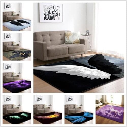 Nordic black/white Angel Wings Carpets Soft Flannel Living Room Area Rugs Kids Room Play Mat/Carpet Baby Game Crawl Big Size Rug